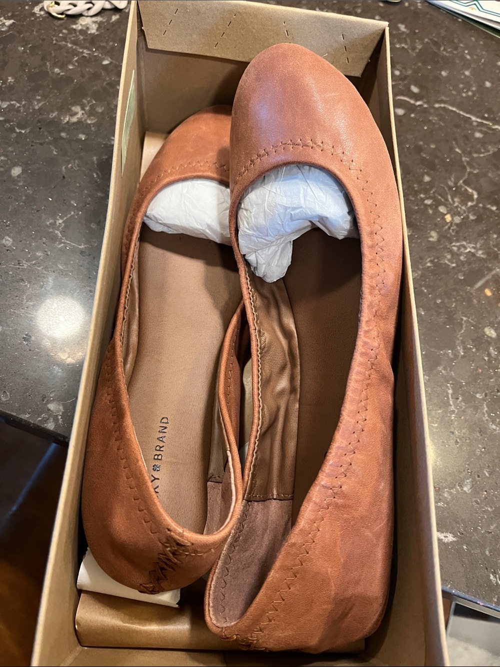 Lucky Brand Tan Leather Ballet Flats